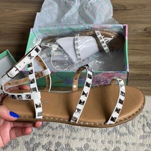 White studded sandals